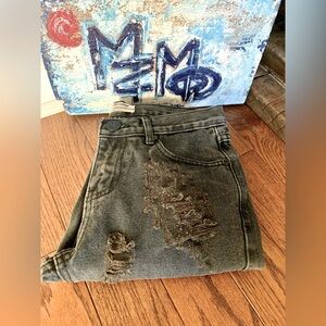 ONE x OneTeaspoon Awesome Baggies Sz 23 Dark Distressed Denim 100% Cotton